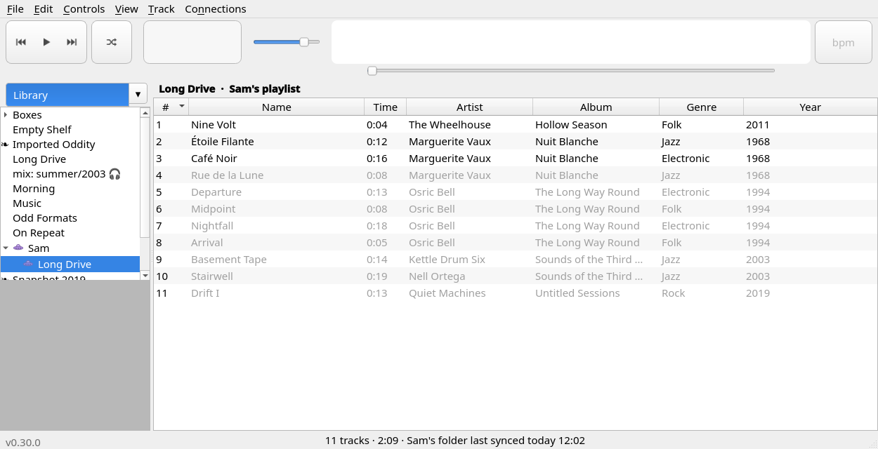 A followed playlist in the sidebar