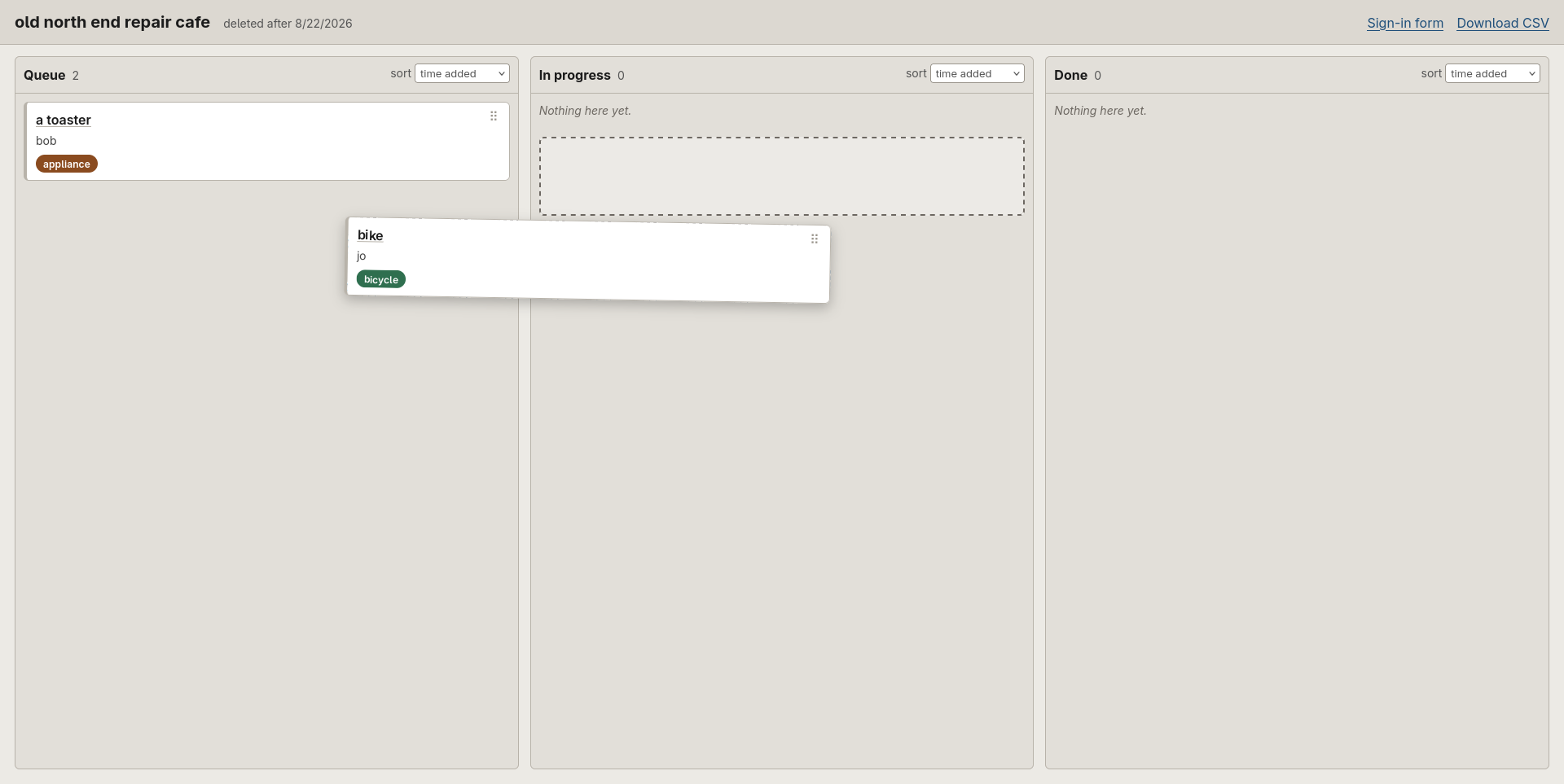 The volunteer dashboard